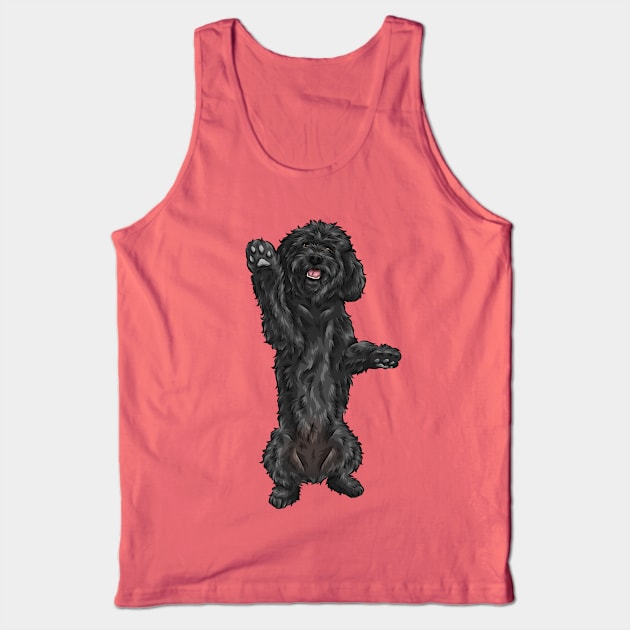 Cute Black Cockapoo Dog Tank Top by Shirin Illustration